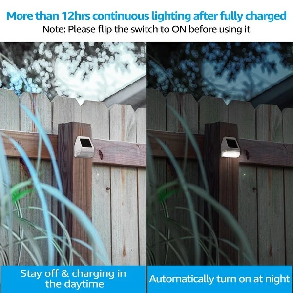 6/12 Pack Solar Dusk-to-Dawn LED Fence Light, 4000K, White / Oil Rubbed Bronze / Black