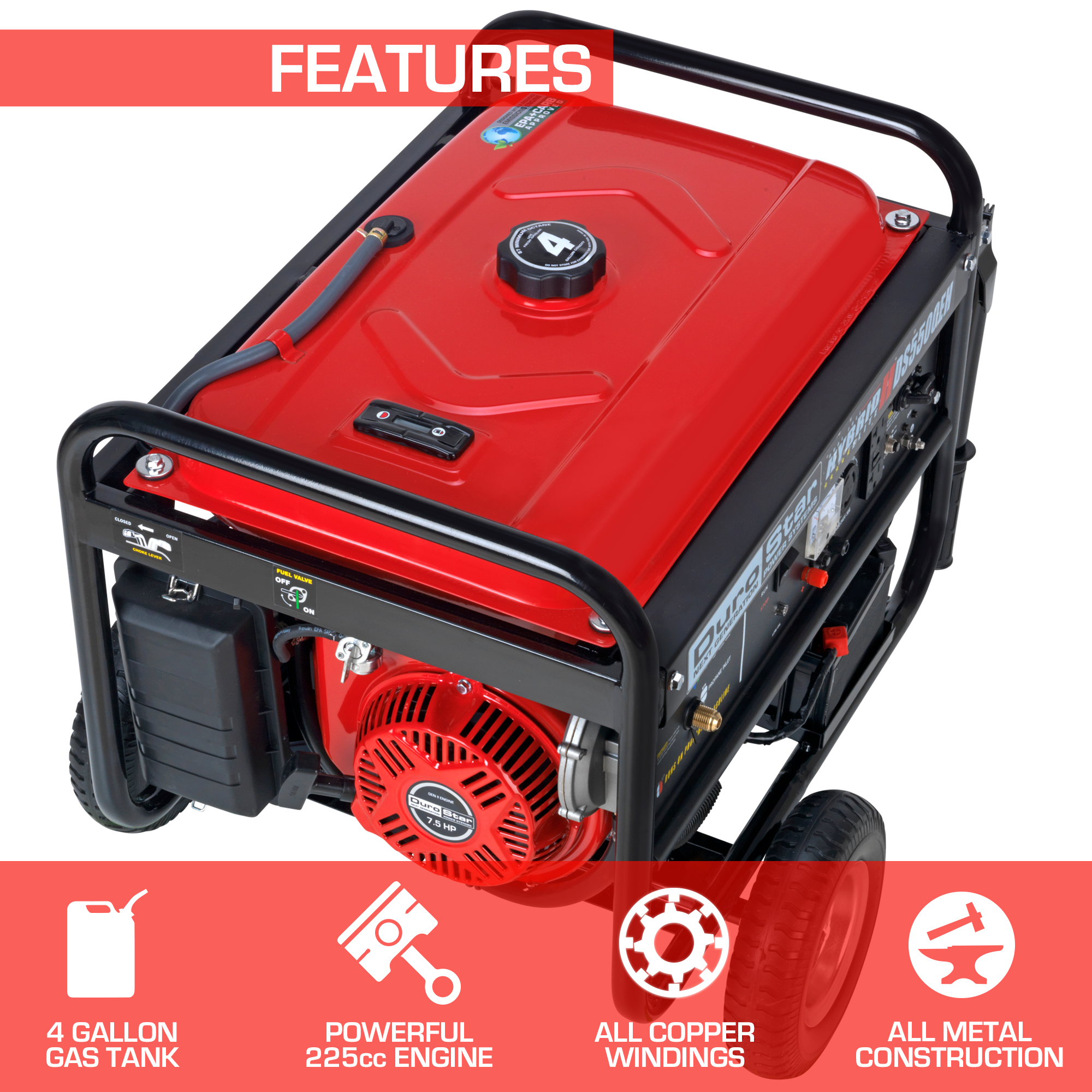 5,500 Watt Dual Fuel Portable Generator