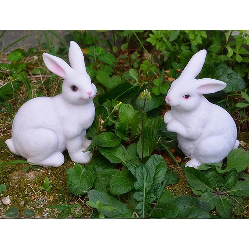 Animal Sculpture Resin Rabbits Figurine Garden Statues Outdoor Scene, Pack Of 2pcs