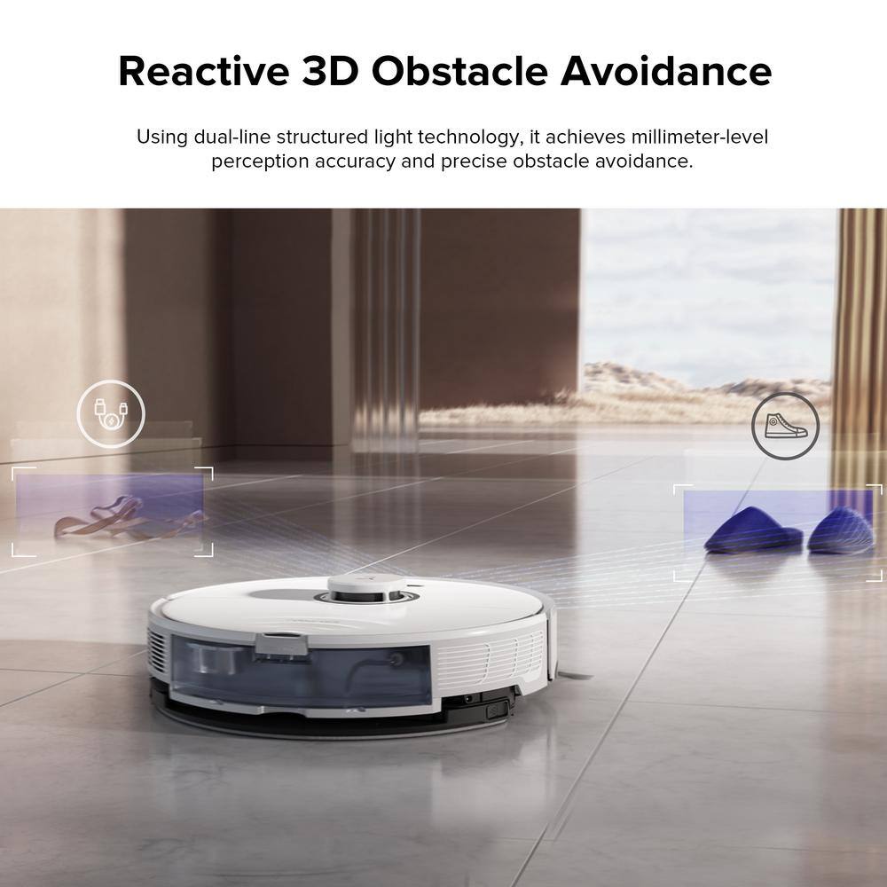 ROBOROCK S8 Plus-WHT Self-Emptying Robot Vacuum with Sonic Mopping 6000PA Suction LiDAR Navigation Multisurface in White Roborock S8 Plus-WHT