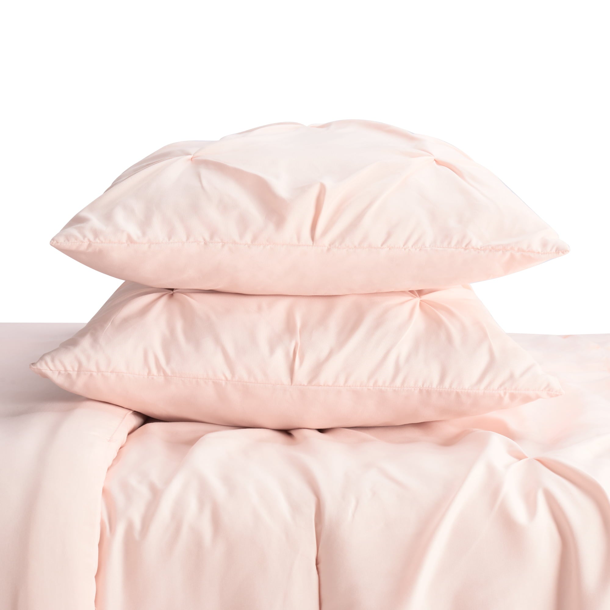 Serta Simply Clean Antimicrobial 2-Piece Blush Pink Solid Pleated Comforter Set， Twin XL