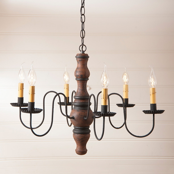 Irvin's Tinware 9103H4 Gettysburg Wood Chandelier ...