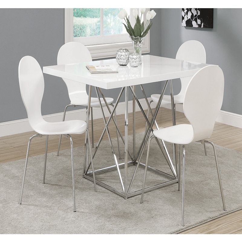 48 Silver and White Contemporary Rectangular Dining Table