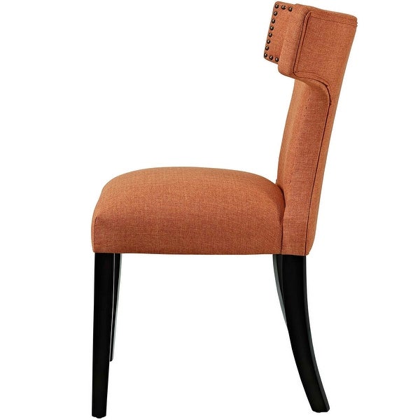 Zenta Modern Orange Fabric Curved Dining Chair with Nailhead Trim