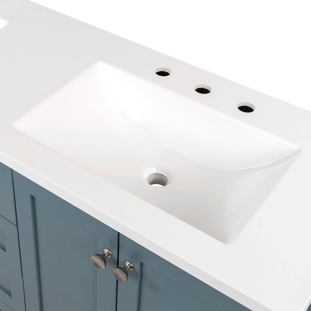 Home Decorators Collection Northwind 60.25 in. W x 18.75 in. D Bath Vanity in Sage with Cultured Marble Vanity Top in White with Integrated Sinks B60X20136