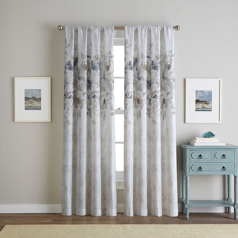 Watercolor 1-Panel Floral Window Curtain