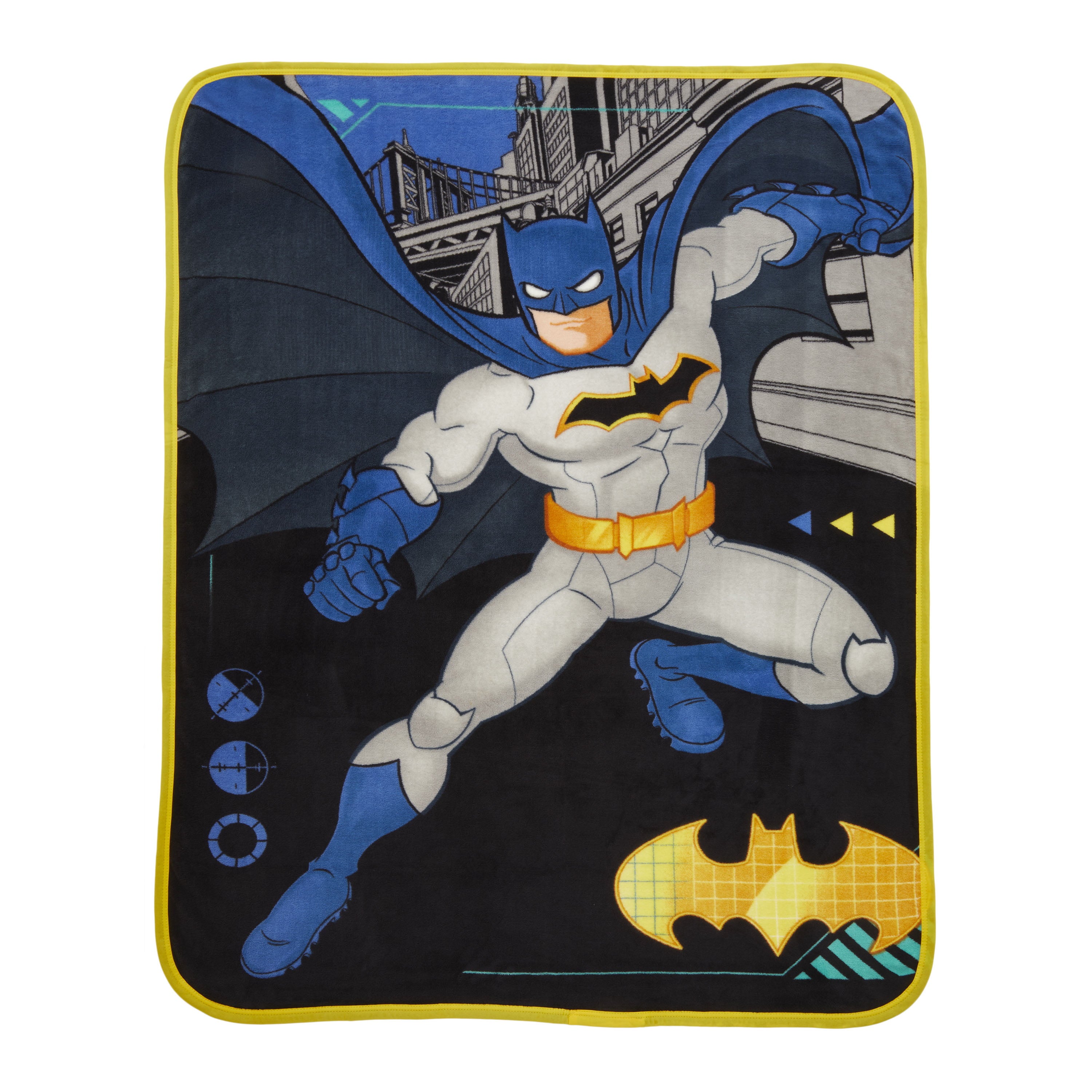 Batman Kids Fleece Throw Blanket， 46 x 60， Gray， Warner Bros