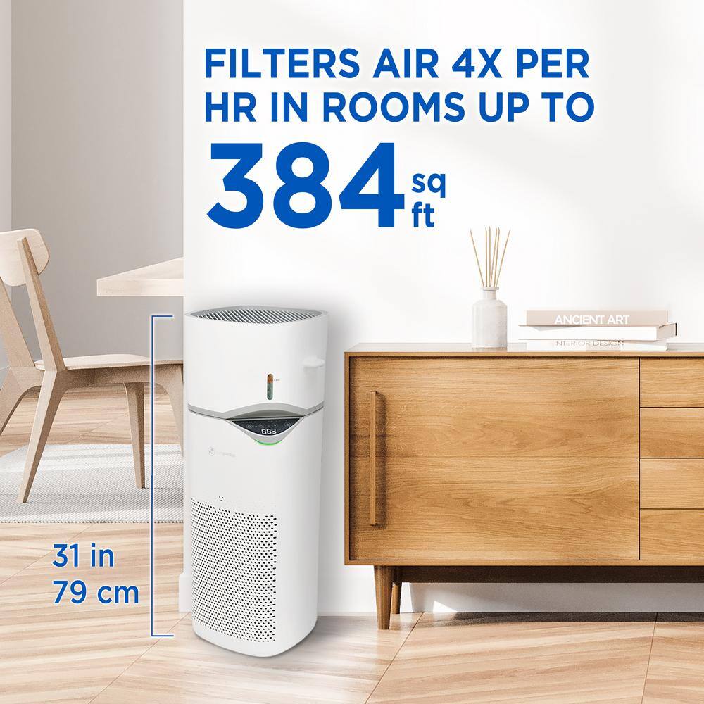 GermGuardian 2-in-1 Air Purifier and Humidifier All Season Console with HEPA Filter and Humidifier for Large Rooms Up to 384 sq. ft. APH406W