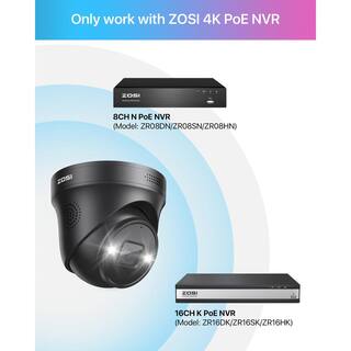 ZOSI ZG2258A 4K 8MP PoE Wired IP Security Camera with Spotlight Person Vehicle Detection Only Work with Same Brand NVR 4IPC-2258A-B-C-A2