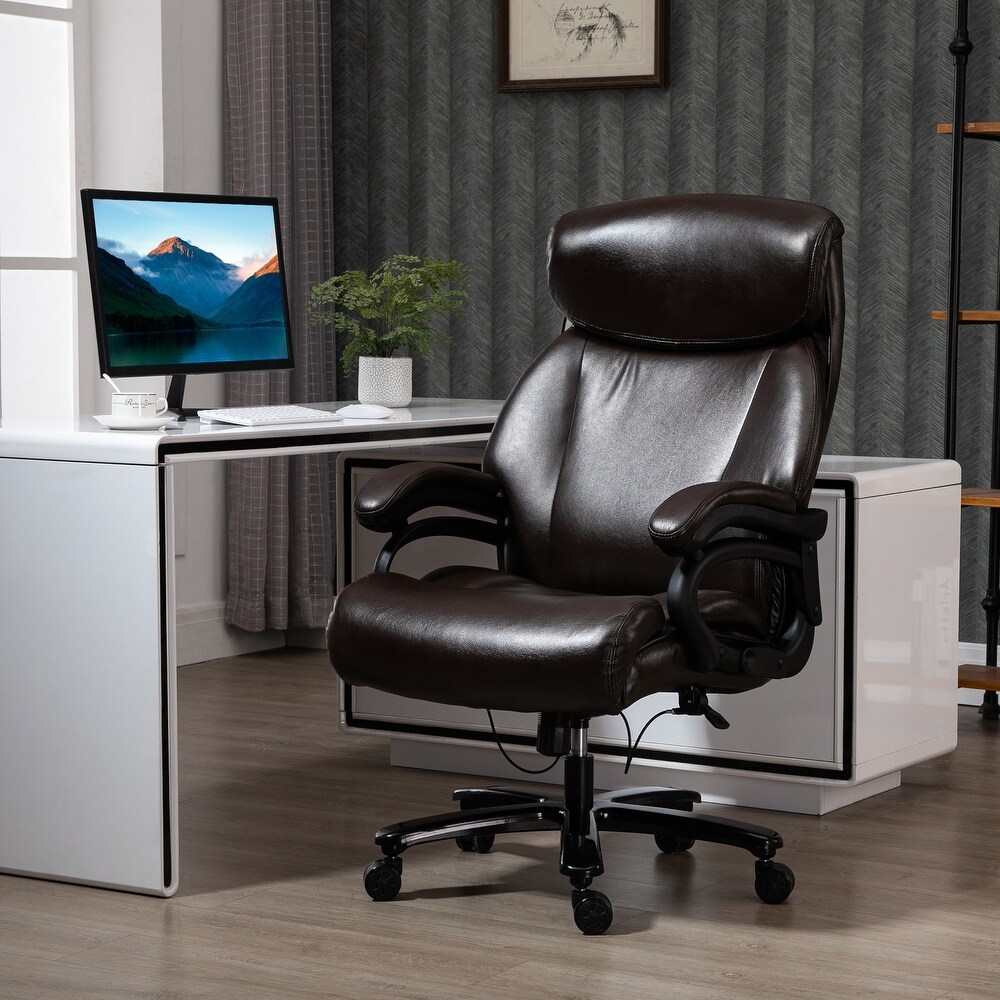 Vinsetto High Back Home Office Chair Adjustable Swivel Executive Chair PU Leather Ergonomic Computer Task Seat