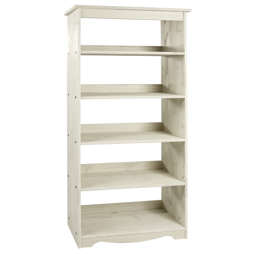 Wood Bookcase White Distressed  Furniture Dash