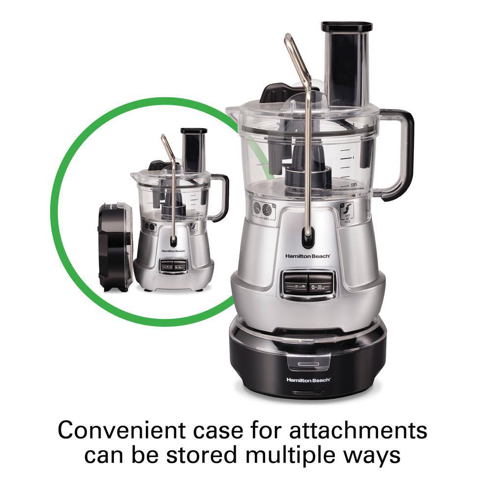 Hamilton Beach Stack  Snap 8-Cup 3-Speed Silver Food Processor with Built-in Bowl Scraper 70820