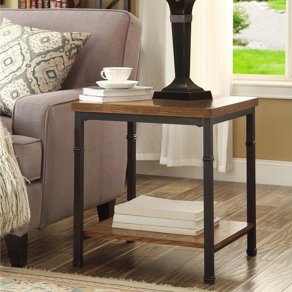 Carbon Loft Industrial Veneer Julia End Table