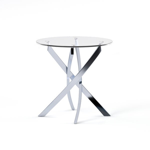 Furniture of America Dess Modern Chrome X-cross Round Side Table