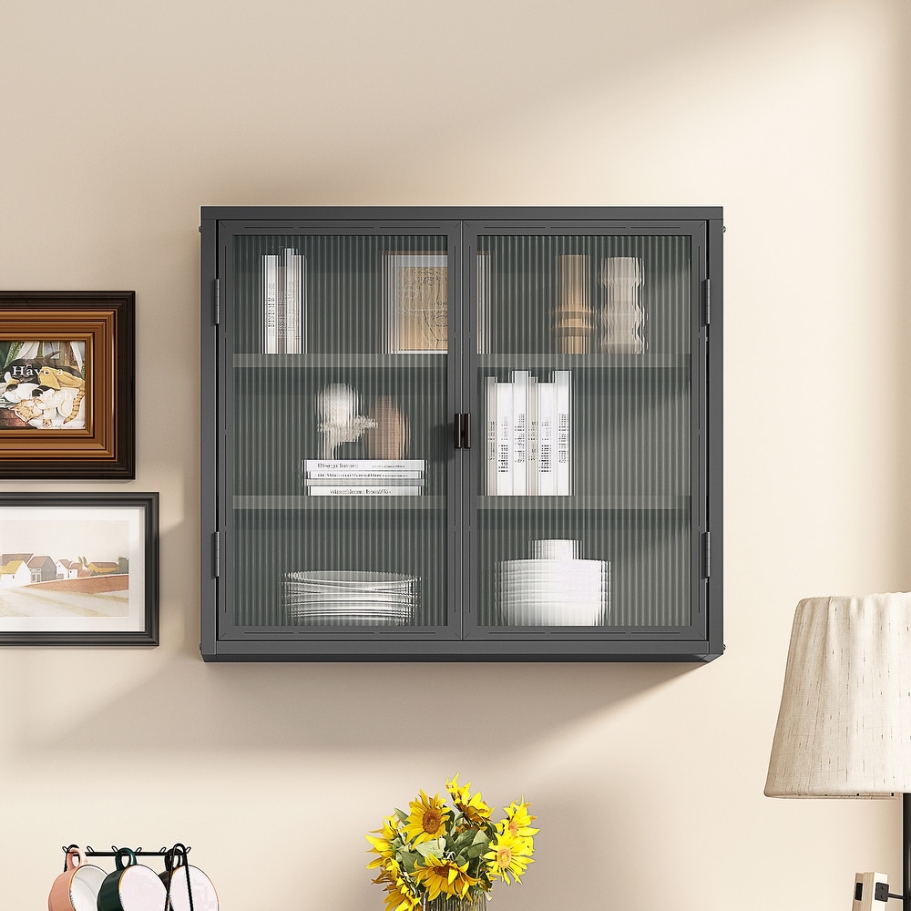 Modern Two door Wall Cabinet with Featuring Three tier Storage