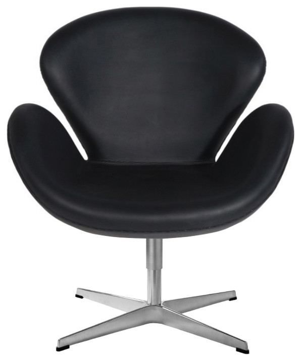 Shuttle Swan Chair Black Italian Leather   Midcentury   Armchairs And Accent Chairs   by Advanced Interior Designs  Houzz