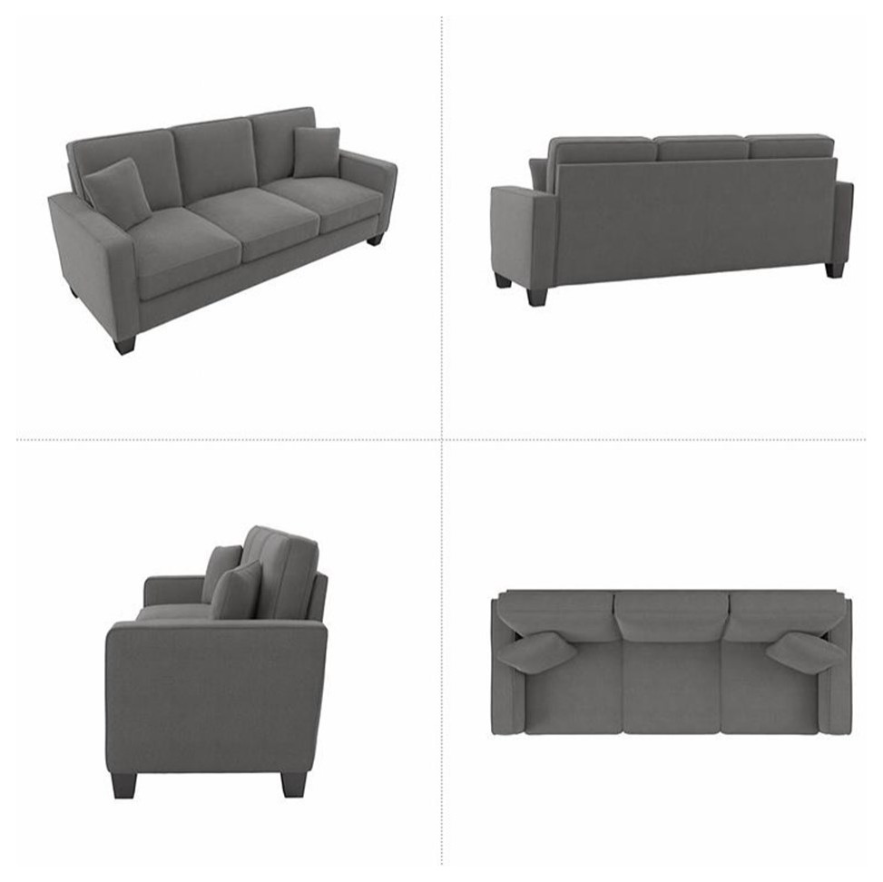 Stockton 85W Sofa in Dark Gray Microsuede   Sofas   by Homesquare  Houzz