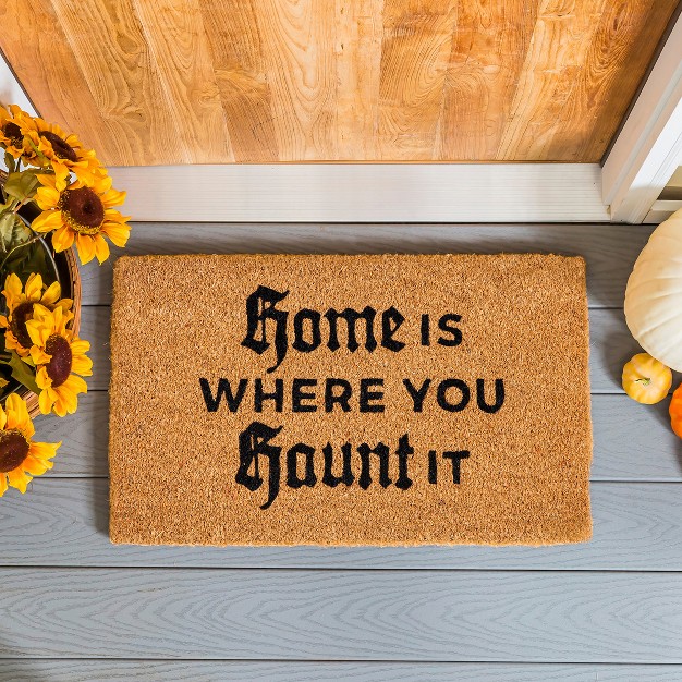 Evergreen 16 X 28 Halloween Greeting Coir Mat Home Is Where You Haunt It For Indoor And Outdoor Decor