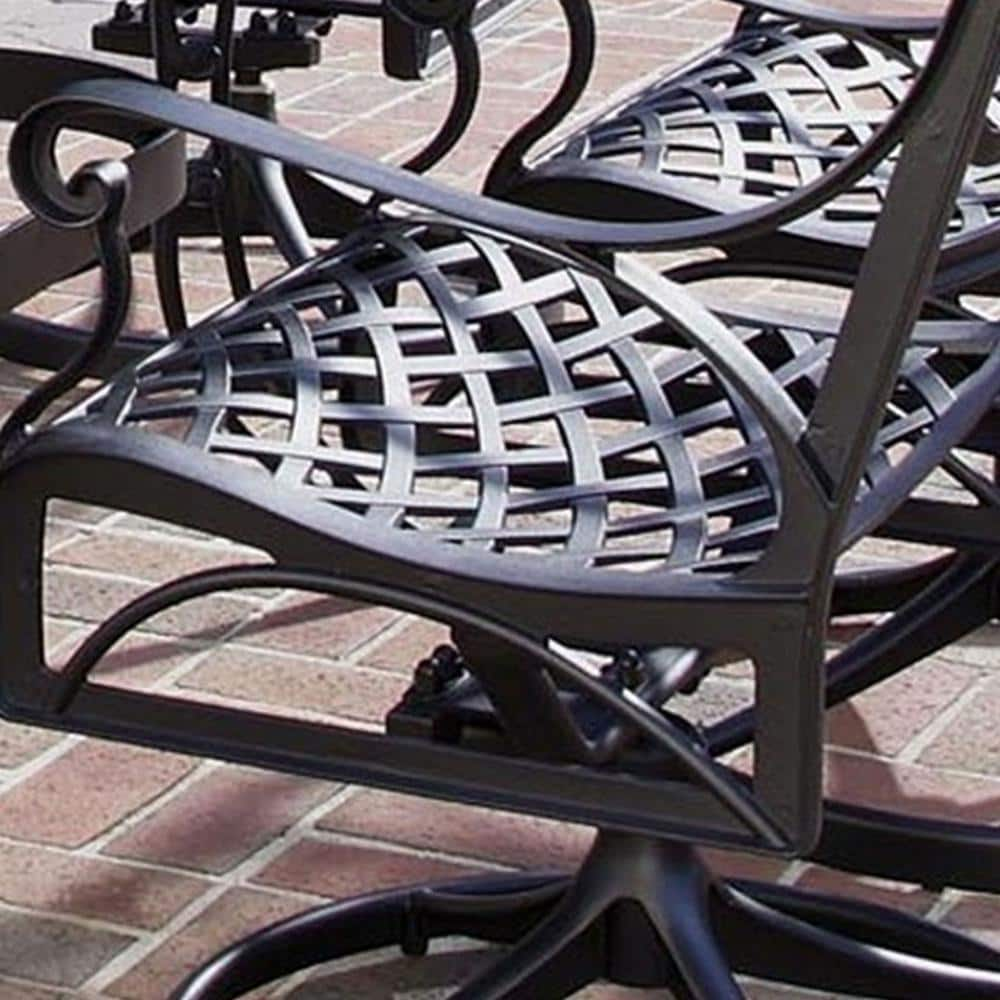 HOMESTYLES Sanibel Black Swivel Rocking Cast Aluminum Outdoor Dining Chair 6654-53