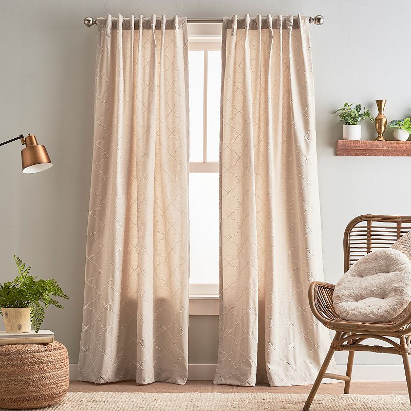 Peri Mallorca Embroidery Backtab 2-panel Window Curtain Set