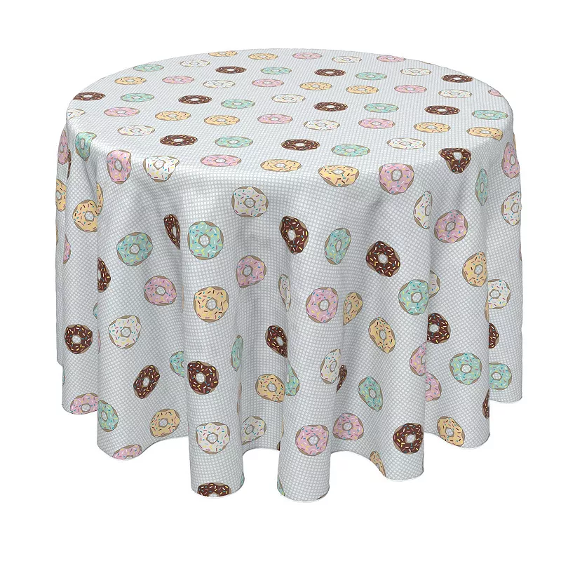 Round Tablecloth， 100% Polyester， 70 Round， Sprinkle Donuts