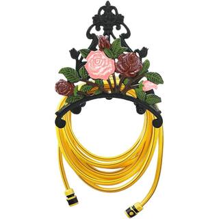 Cubilan Cast Iron Heavy Duty Garden Hose Holder - Decorative Hand-Painted Peony Wall Mounted Water Hose Hanger B07W5TNH1G