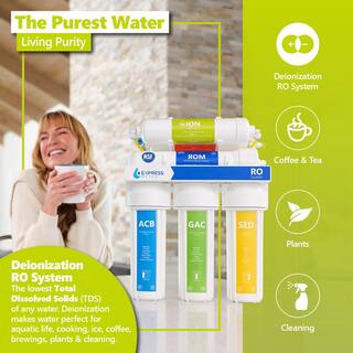 Express Water Reverse Osmosis Deionization 6 Stage Water Filtration System - with Faucet and Tank - 100 GPD RODI10D