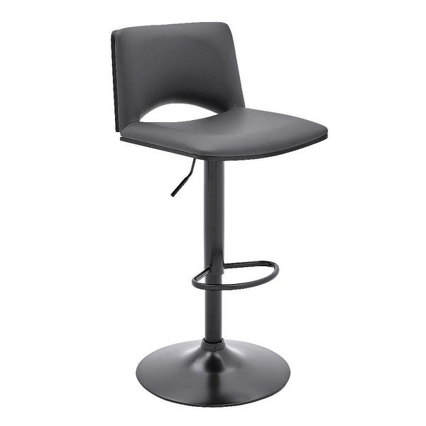 Adjustable Swivel Gray Faux Leather and Black Metal Bar Stool - 20 L x 18 W x 34 H Inches