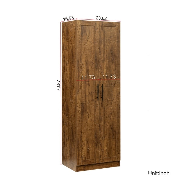 High wardrobe and kitchen cabinet with 2 doors and 3 partitions to separate 4 storage spaces - - 37010601