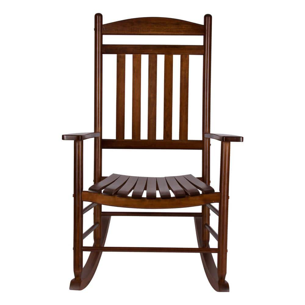 Shine Company Maine Porch Rocker Oak Wood Outdoor Rocking Chair