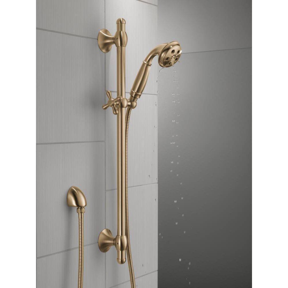 Delta 3-Spray Patterns 1.75 GPM 3.34 in. Wall Mount Handheld Shower Head with Slide Bar and H2Okinetic in Champagne Bronze 51308-CZ