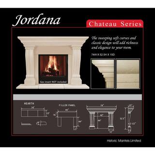 Historic Mantels Chateau Series Jordana 52 in. x 74 in. Cast Stone Mantel CJ14001