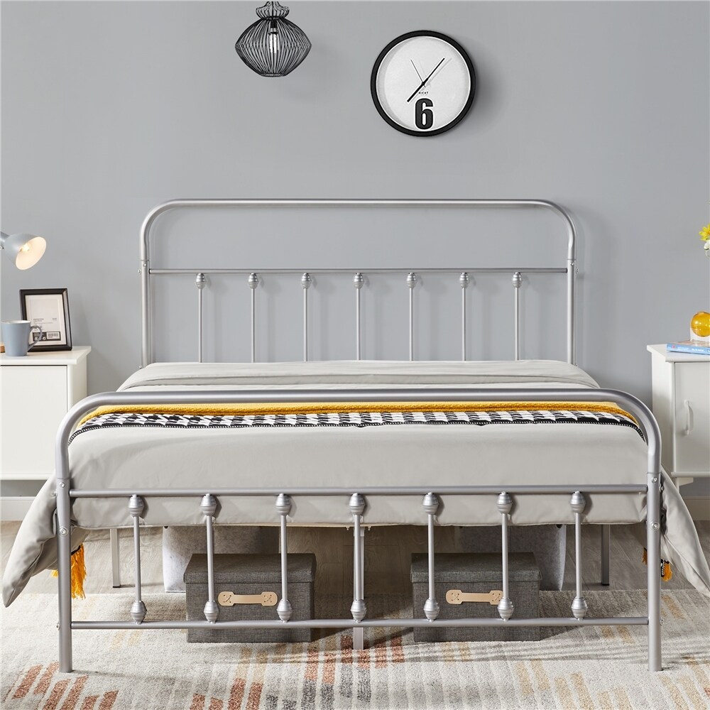 Yaheetech Metal Frames Bed with High Headboard and Footboard