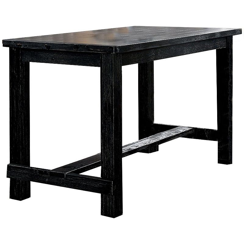 Rectangular Counter Height Table with Block Legs， Antique Black