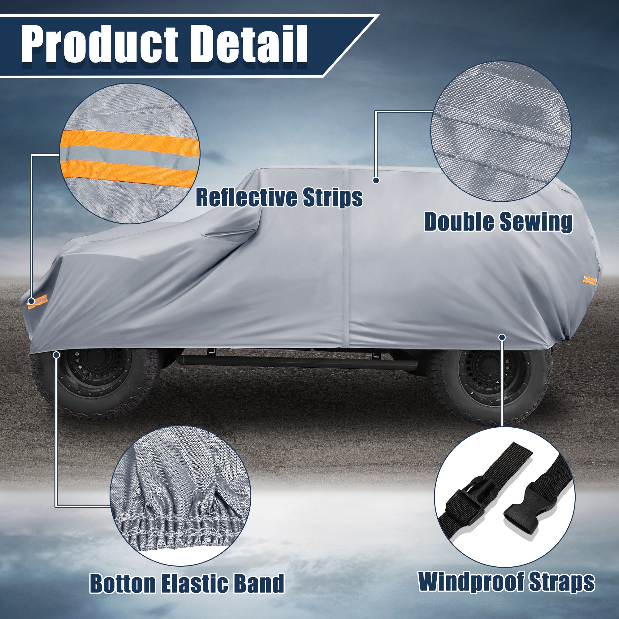 Unique Bargains SUV Car Cover for Jeep Wrangler JK JL 2 door 07-21 Waterproof Sun Protect