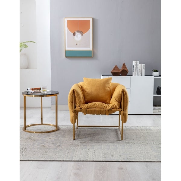 Linen Upholstered Armchair With a Pillow