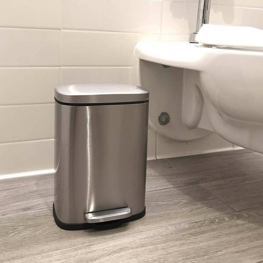 iTouchless 13 Gal. and 1.32 Gallon SoftStep Stainless Steel Step Trash Can Combo Set for Kitchen and Bathroom Removable Bucket CPC1305SS