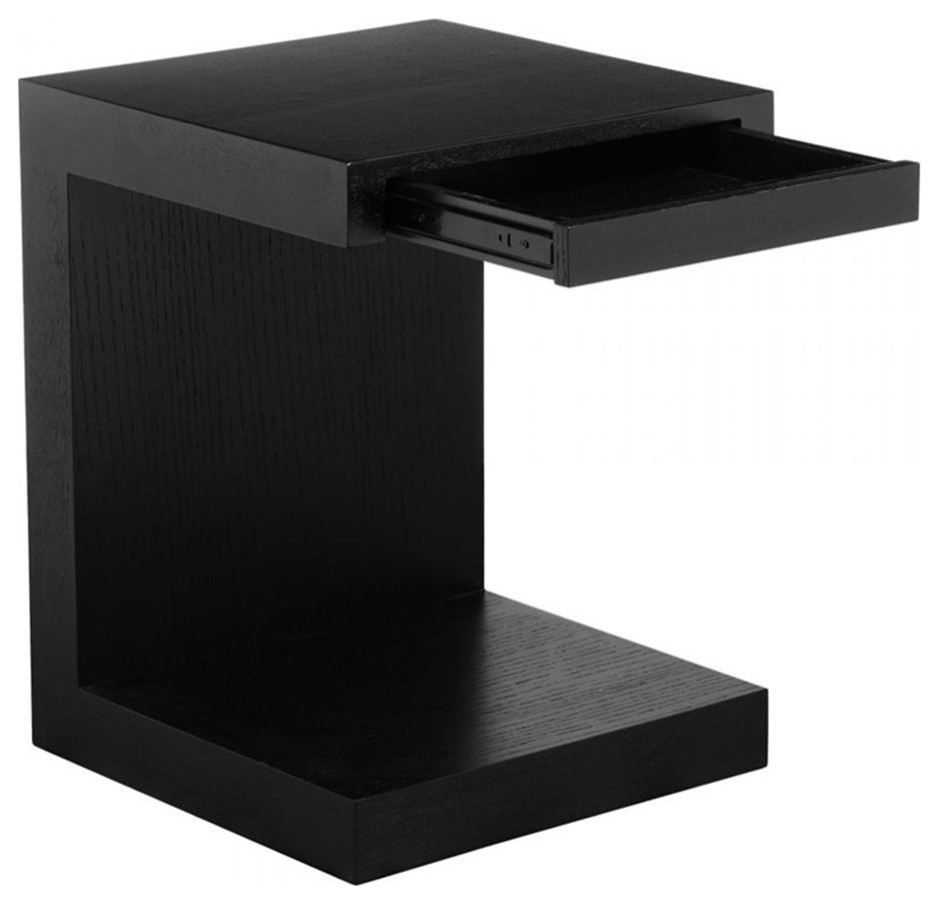 Home Square Handless Drawer Side Table in Black Oak   Set of 2   Transitional   Side Tables And End Tables   by Homesquare  Houzz