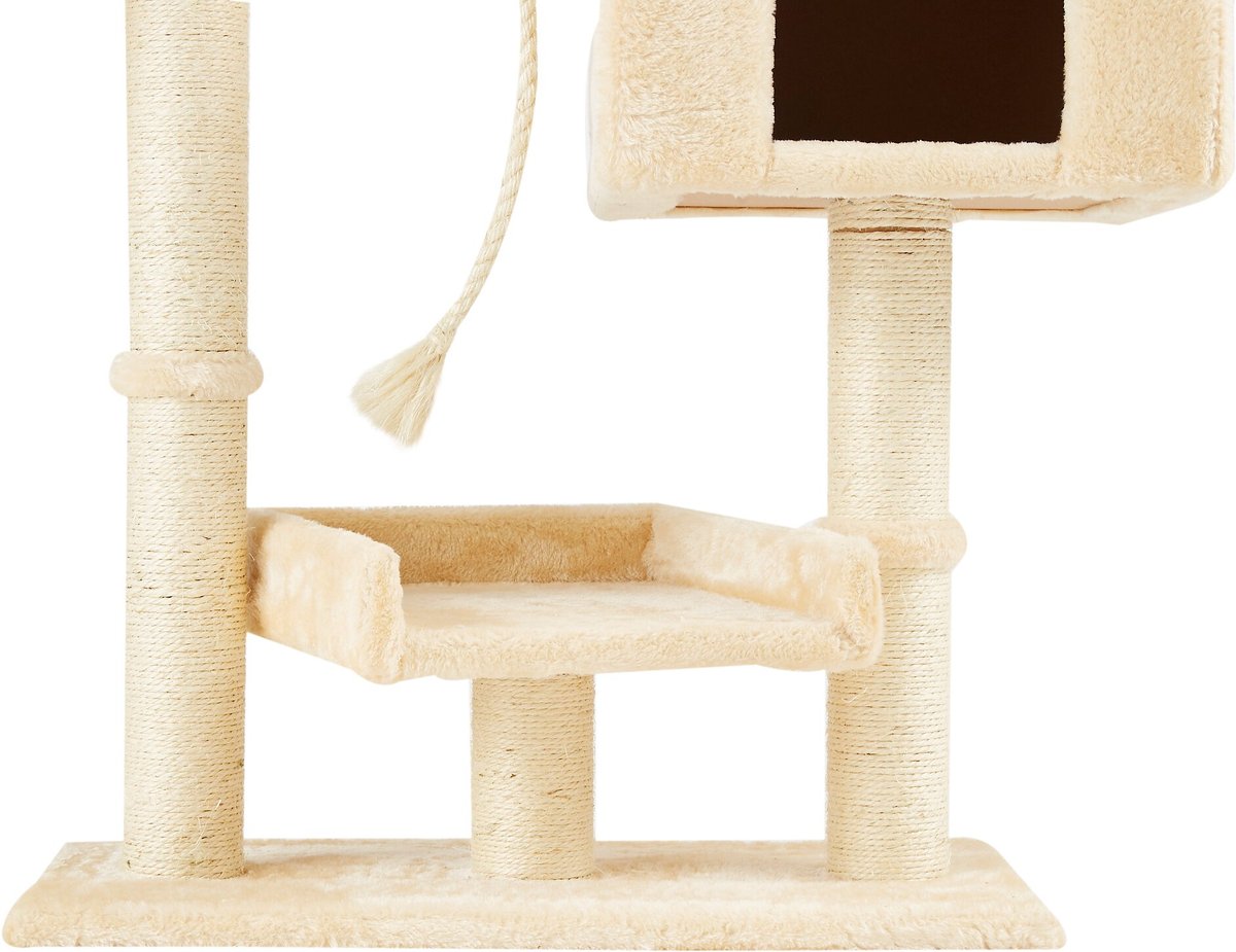 Go Pet Club 36-in Faux Fur Cat Tree and Condo， Beige