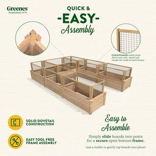Greenes Fence 8 ft. x 12 ft. x 16.5 in. Premium Cedar U-Shaped Raised Garden Bed with CritterGuard Fencing RCUSB8X12CG