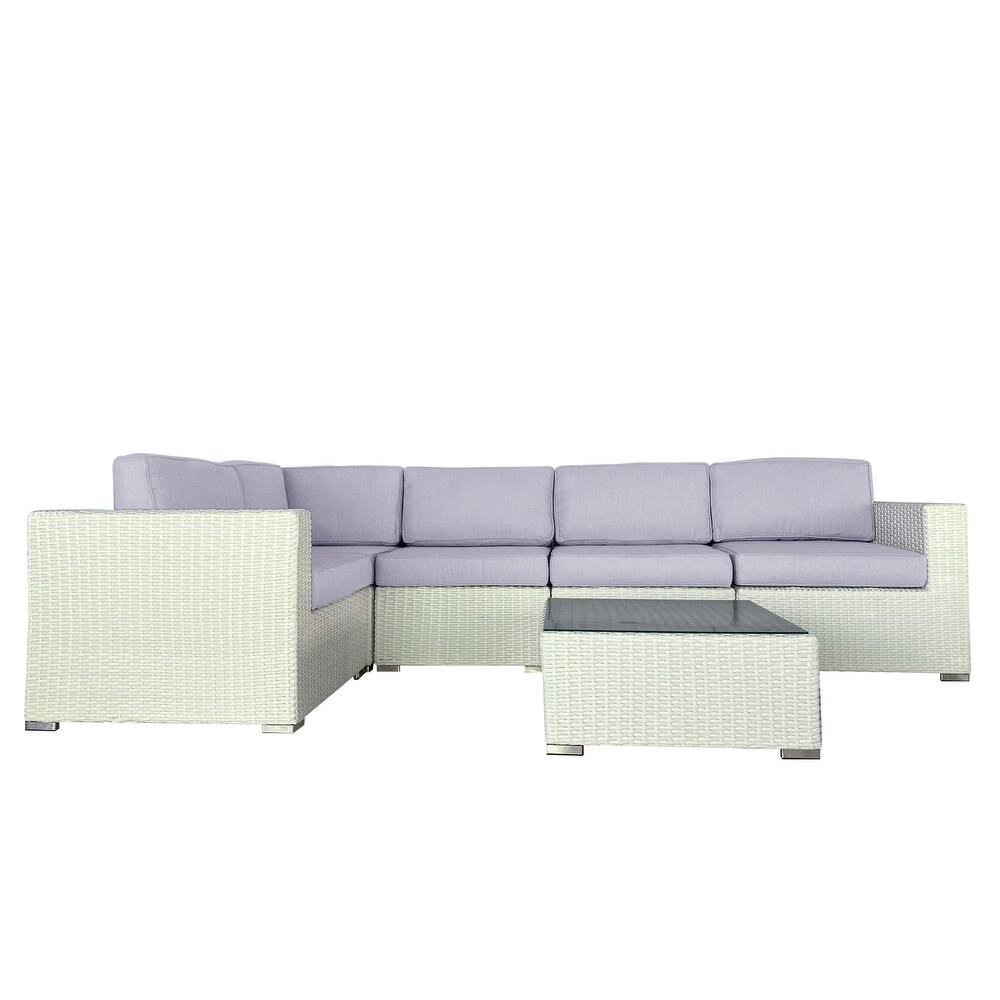 6 Piece Rattan Sectional Seating Group with Cushions