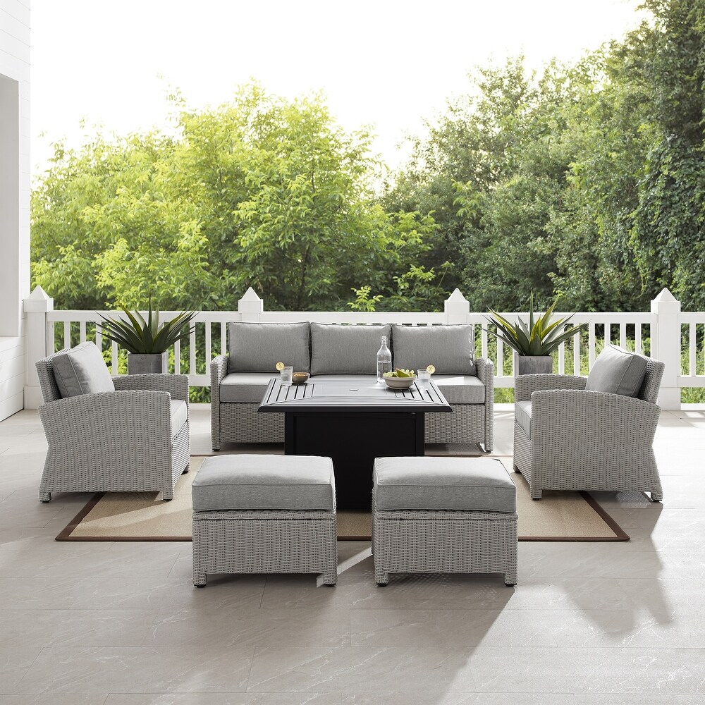 Bradenton 6Pc Outdoor Wicker Sofa Set W/Fire Table   150.5 \