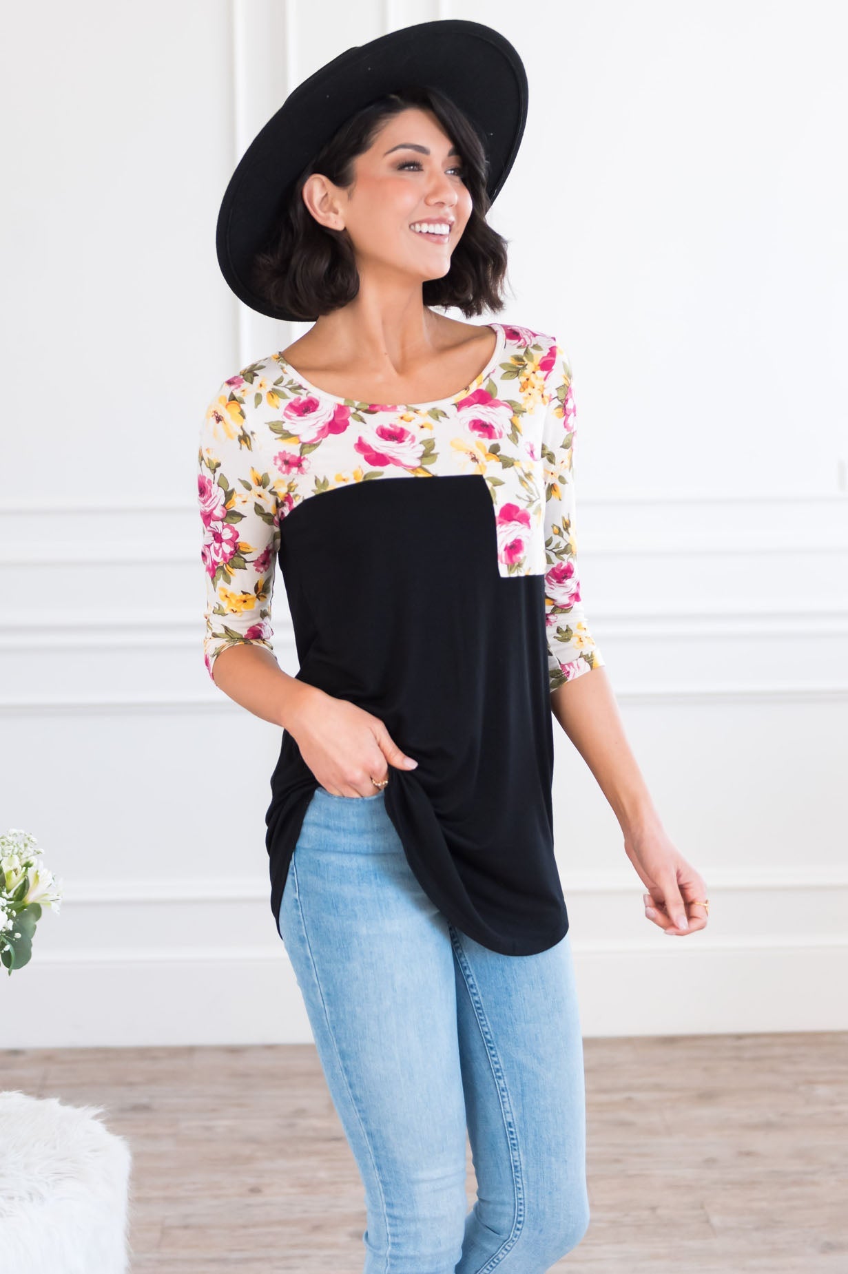 Bloom Season Modest Pocket Baseball Tee