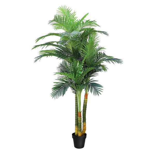 7.25ft Deluxe Real Touch Artificial Areca Palm Tree Tropical Plant in Black Pot