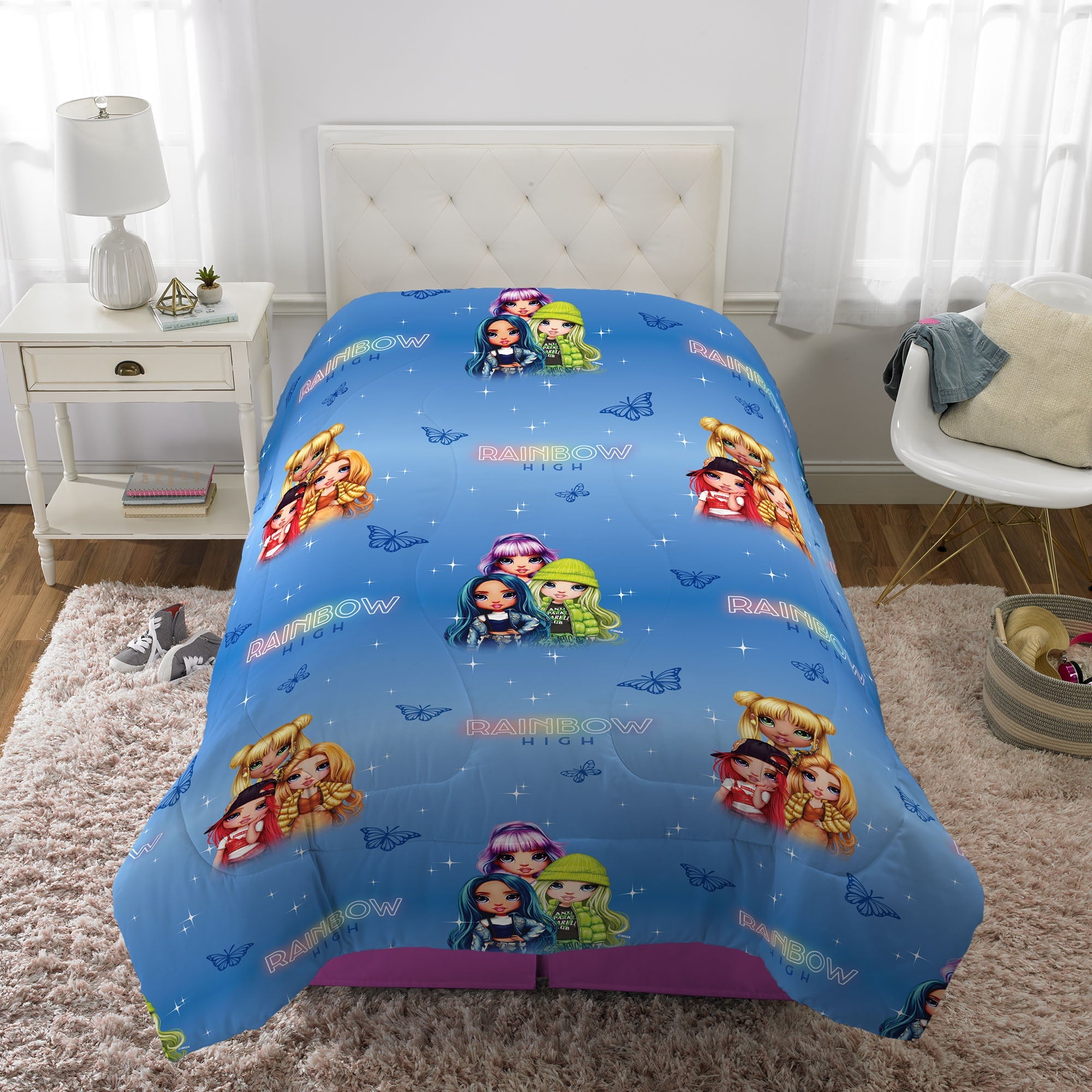 Rainbow High Kids Twin Bed in a Bag, Comforter and Sheets, Blue, MGA