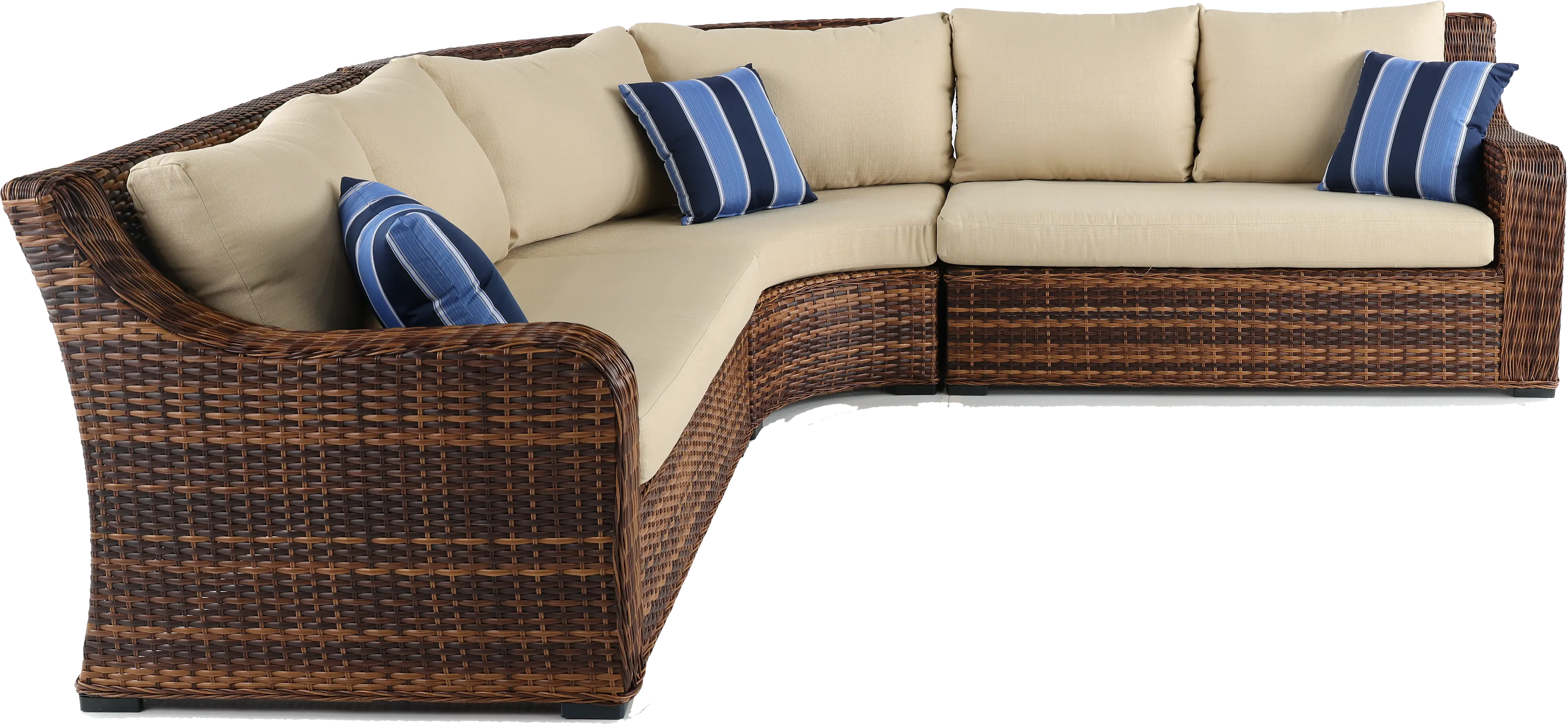 Tortola Wicker and Linen Outdoor Patio Sectional Sofa