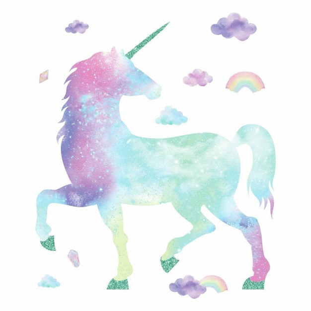 Glitter Galaxy Unicorn Peel And Stick Giant Wall Decal Roommates