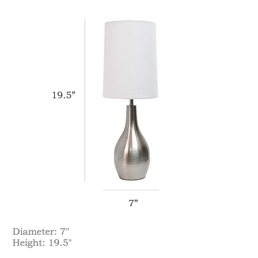 Simple Designs 1 Light Tear Drop Table Lamp, Brushed Nickel