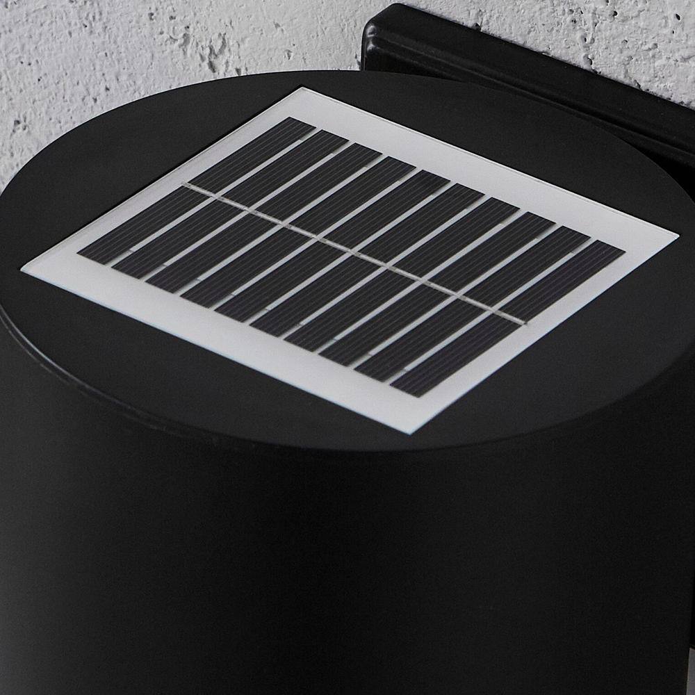 PRIVATE BRAND UNBRANDED 1-Light Modern Black LED Solar Outdoor Wall Cylinder Light with Dark Sky W2254-11