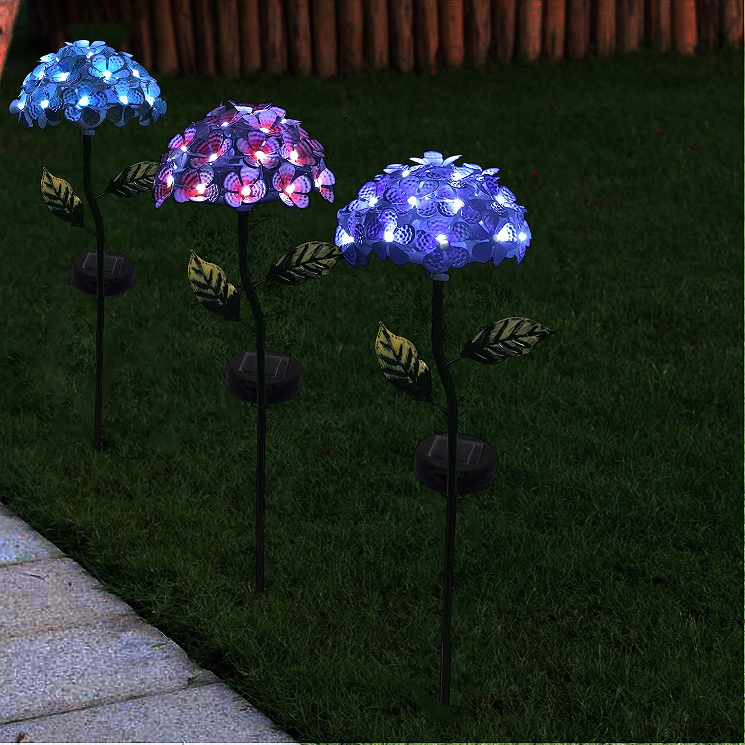 Westcharm Solar Hydrangea Stake Light with 26 LEDs for Garden Decoration (Blue)